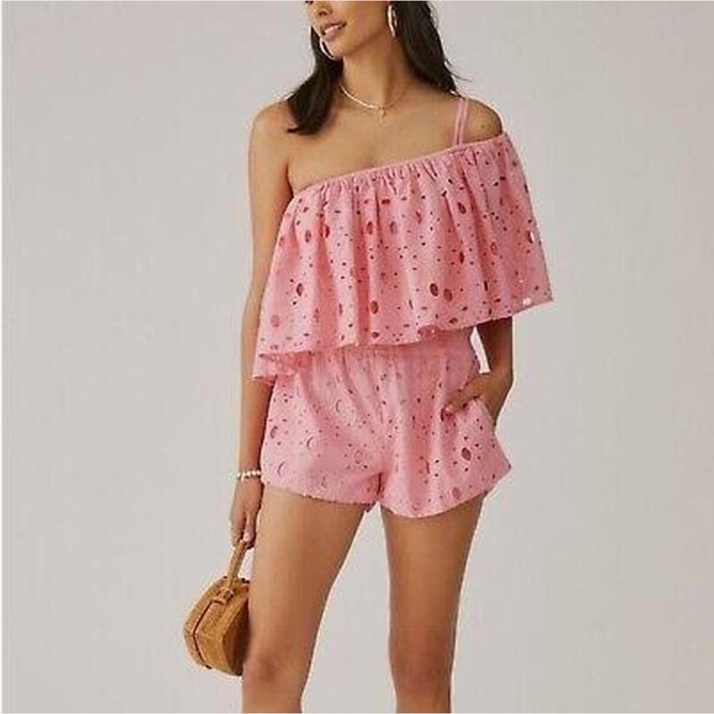 ANTHROPOLOGIE PINK EYELET ROMPER
